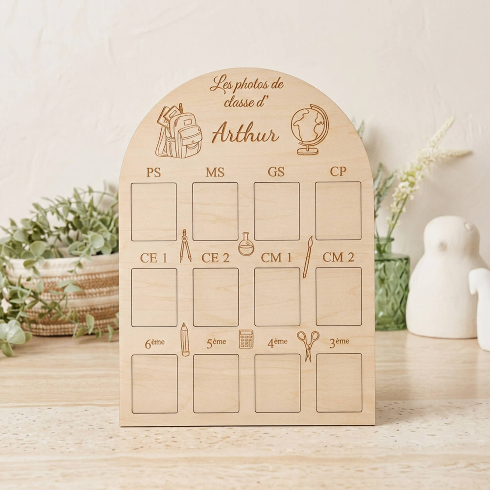 Cadre photo de classe personnalisé en bois