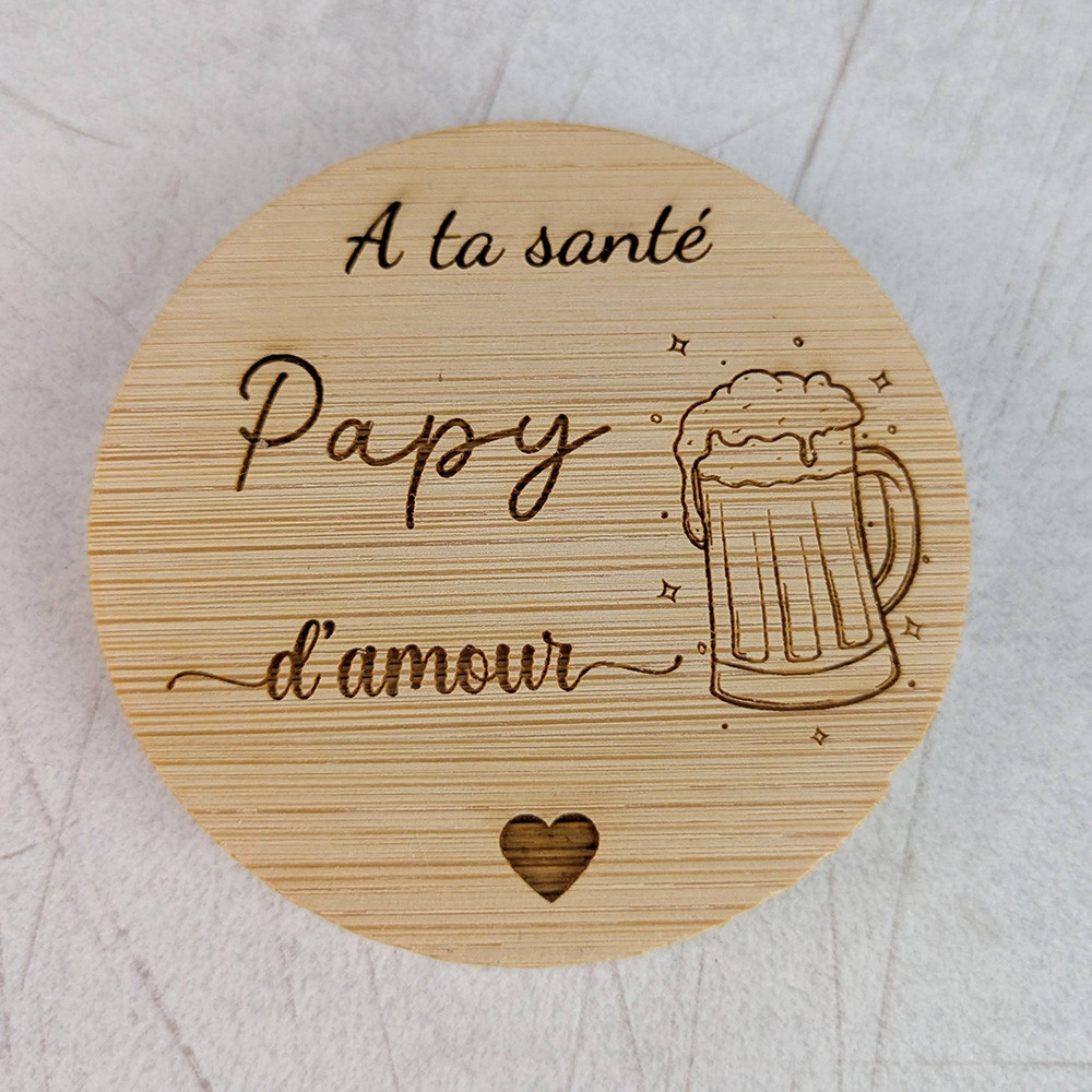 Décapsuleur rond Papa Papy Parrain · Cadeau gravé