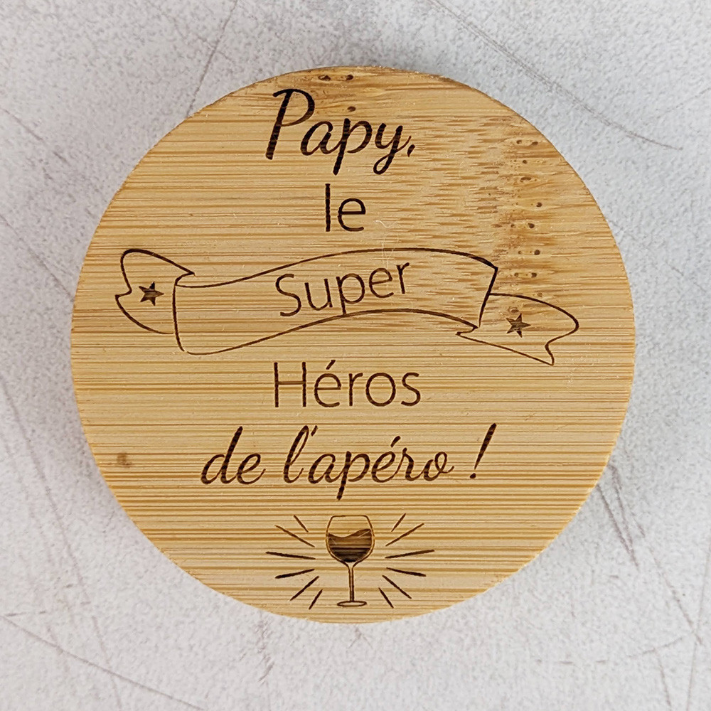 Décapsuleur rond Papa Papy Parrain · Cadeau gravé