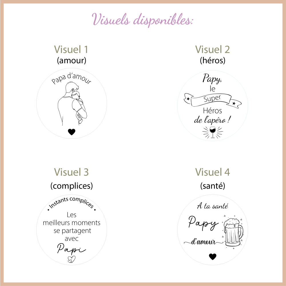 Décapsuleur rond Papa Papy Parrain · Cadeau gravé