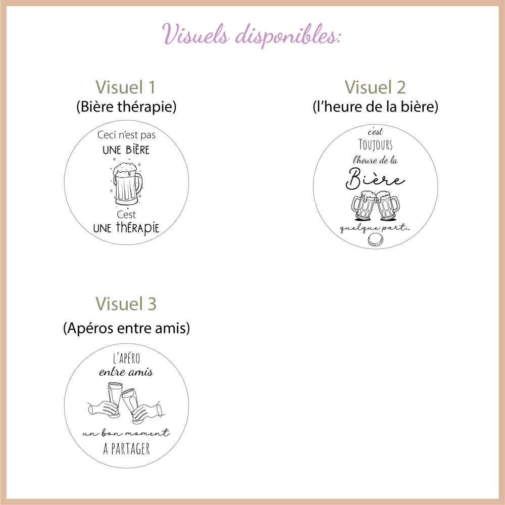 Décapsuleur rond bois Apéro & Bière · Cadeau humour gravé