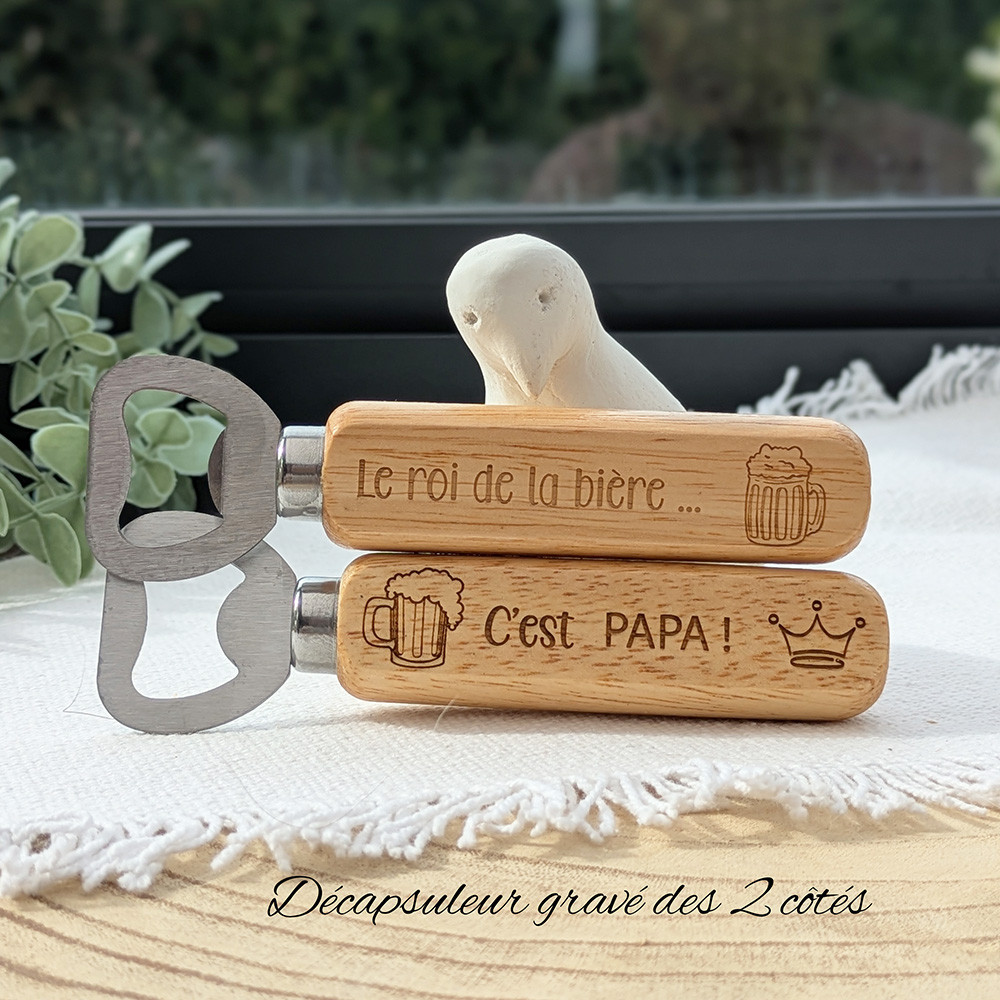 Décapsuleur long Papa Papy Parrain · Cadeau gravé famille