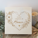 Boite rangement coeur fleuri, en bois gravé