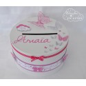 Urne pour baptême Papillon Fuchsia et parme