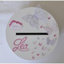 Urne pour baptême Papillon Fuchsia, rose clair et parme