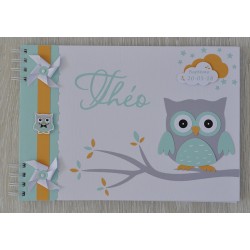 Livre d'or baptême thème Hibou
