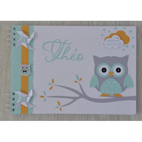 Livre d'or baptême thème Hibou