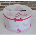 Urne ronde thème Princesse Fuchsia et rose